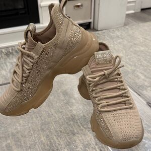 Steve Madden Tan Sneakers with Rhinestone Details